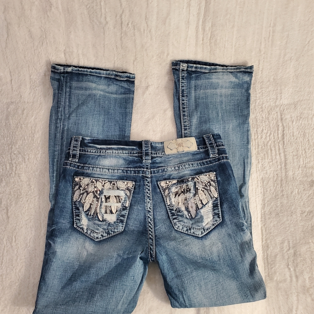 Miss Me Light Blue Boot Cut Jeans with Embellished Back Pockets